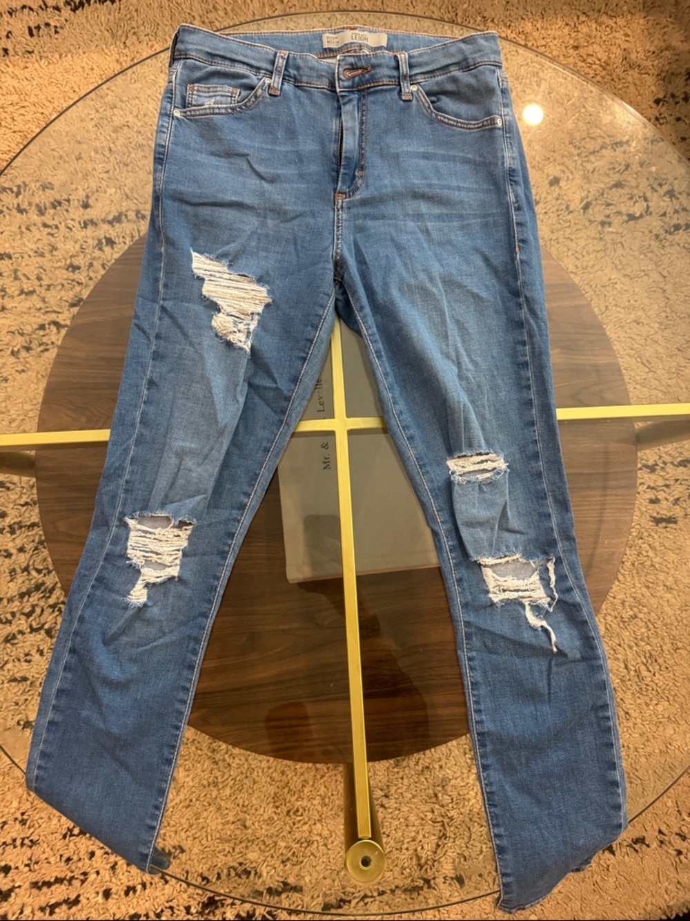 Topshop Blue Distressed Skinny Jeans